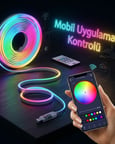 Akıllı RGB LED Neon Şerit Işık 3M USB Bağlantılı Uzaktan Kumanda ve Mobil Uygulama Kontrolü -