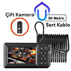 Ekranlı Çift Lensli 20 Metre Opsiyonlu Yılan Kamera(Endoskop)