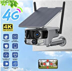 4G 180 Derece Açılı 4K/8MP Panoramik Solar Kamera