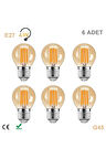 4 Watt Mini Top Ampul Led Filament G45 Amber Cam Rustik Ampul E27 Duy 1800k Amber Işık Rengi 6 Adet