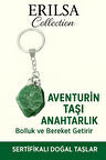 Sertifikalı Ham İşlenmemiş Aventurin Taşı Anahtarlık – Şans, Bolluk ve Denge Taşı