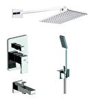 GPD Fuego MTA105 Gümüş Kare Yan Tavandan Banyo Bataryası Seti