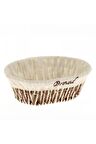 1521a Şık Tasarımlı Oval Kahverengi Krem Hasır Ekmek Sepeti