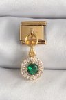 316L Çelik Gold Renk Sallantı Yeşil Zirkon Taşlı Nomination Charm 5886