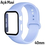 ALLY Apple Watch 4-5-6 40mm Silikon Kordon Kayış ve Ekran Koruyucu Kılıf-(5775)