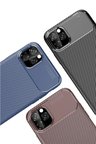 Uray store Apple iPhone 11 Pro Max Kılıf Auto Focus Karbon Kapak - Kahverengi