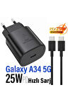 A34 Şarj Aleti Type-C 25W Hızlı Şarj Cihazı ve 5A KablosuA34 5G Şarj Cihazı