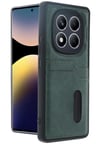 Newface Xiaomi Redmi Note 14 Pro 5G Kılıf Sara Kartvizitli Deri Kılıf - Koyu Yeşil