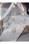 60x120 Nakışlı İsimli Bebek Uyku Seti 17 Parça - Lüks Cibinlik Ve Aparat - Gül Sepeti