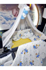 70x110 Bebek Uyku Seti - Lüks Cibinlik Ve Aparat Dahil - Uçak Desenli