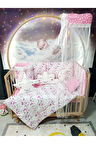 70x130 Bebek Uyku Seti - Cibinlik Ve Aparat - Pembe Kelebek Desen