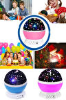 Renkli Yıldızlı Gökyüzü Projeksiyon Gece Lambası Pilli ve USB Kablolu