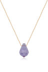 Fasetli Kesim Üç Boyutlu Lila Damla Kolye - 925 Ayar Gümüş Zincir - UVPS100270