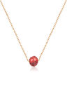 Fasetli Kırmızı Doğaltaşlı Rose Gold Kaplama 925 Ayar Gümüş Zincir Kolye UVPS100273