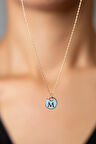 925 Ayar Mineli M Harfi Gümüş Kolye