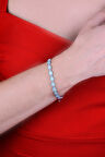 925 Ayar Gümüş Rodyum Kaplama Damla Taşlı Bileklik