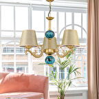 ÜÇ  KOLLU ZAMAK AVİZE ESKİTME YEŞİL ÇİNİLİ