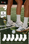 Unisex Beyaz 6 Çift Pamuklu Tenis Spor Uzun Soket Boy Çorap