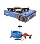 Nurgaz Portatif Ocak Mavi + Hortum Dedantör Set