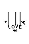 Love Ve Kuşlar Sticker Oto Motor Laptop Duvar Folyo Sticker 20 X 18 Cm