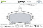 Valeo 670024 Ön Fren Balatası P407 1.6HDI 110 Fap.1.8 2.0 2.0 HDI 135 Fap 04-Fişli 4252.77