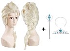 Örgülü Karlar Ülkesi Frozen Elsa Peruğu Tacı ve Sopası Çocuk Boy