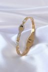 316L Çelik Gold Renk Yılan Model Zirkon Taş Detay Kadın Kelepçe - TJ-BB5054