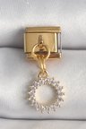 316L Çelik Gold Renk Zirkon Taşlı Sallantı Güneş Model Nomination Charm - TJ-BC1353
