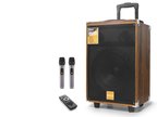 Bluetooth Hoparlör Fm Radyo 12 Inç Usb Tf Aux Çift Mikrofonlu Kumandalı - Ahşap BQ12