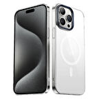 Vendas iPhone 15 Pro Max Uyumlu Sararma Yapmayan Hassas Buton Tasarımlı Wireless Şarj Özellikli Glass Kapak