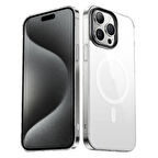 Vendas iPhone 15 Pro Max Uyumlu Sararma Yapmayan Hassas Buton Tasarımlı Wireless Şarj Özellikli Glass Kapak