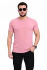 Erkek Bisiklet Yaka Kısa Kollu Esnek Penye Kumaş Slim Fit Spor Ve Günlük T-shirt Pembe