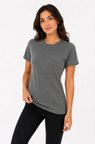 Kadın Konfor Modeli Bisiklet Yaka Kısa Kollu Yumuşak Dokulu Penye Pamuklu Slim Fit T-shirt Antrasit
