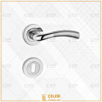 VENÜS KOL YUVARLAK ROZETLİ NİKEL SATEN ODA KAPI KOLU