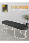 Viego Silver Smooth Bench Lüks Metal Gümüş Ayak, Chester Model Yatak Ucu Antrasit Puf