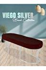 Viego Silver Striped Bench Lüks Metal Gümüş Ayak, Chester Model Yatak Ucu Bordo Puf