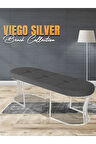 Viego Silver Exclusive Bench Lüks Metal Gümüş Ayak, Chester Model Yatak Ucu Gri Puf