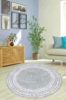 Gri Çerçeveli Kaymaz Tabanlı Antre Yuvarlak Halı AR1336