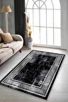 Siyah Çerçeveli Kaymaz Taban Makinede Yıkanabilir Halı AR166