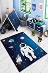 Lacivert Kaymaz Tabanlı Uzay Astronotlu Çocuk Halısı AR172