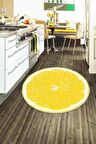 Sarı Kaymaz Tabanlı Limonlu Yuvarlak Mutfak Halısı AR204