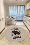 Bej Kaymaz My Kitchen My Rules Yuvarlak Mutfak Halısı AR849