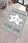 Gri Yıkanabilir Kaymaz Tabanlı Yıldızlı Bebek Halısı KD035