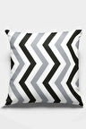 Gri Zigzag Desenli Çift Taraflı Yastık Kırlent Kılıfı KRL305