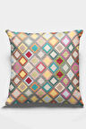 Çok Renkli Kareli Çift Taraflı Yastık Kırlent Kılıfı KRL344