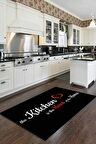 Siyah Kaymaz Taban Yıkanan Kitchen Yazılı Mutfak Halısı MT49