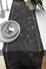 Antrasit Çerçeveli Desen Premium Masa Örtüsü Runner RNR404