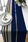 Lacivert Çizgili Desen Premium Masa Örtüsü Runner RNR464