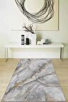 Gri Mermer Görünümlü Kaymaz Tabanlı Dekoratif Halı RV119