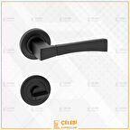 VİTORYA KOL YUVARLAK ROZETLİ SİYAH WC KAPI KOLU